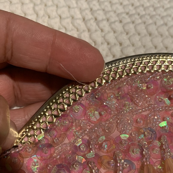 Pink Teardrop Beaded & Sequince Evening Bag - Picture 7 of 13